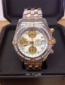 Breitling Chrono Cockpit B13358 M.O.P Diamond Dial Diamond Bezel