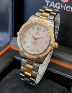 Tag Heuer Gold and Silver Luxury Watch with Diamond Bezel Aquaracer WAF1350 Tag Heuer WAF1350.BB0820 Aquaracer Ladies Quartz Watch main image 2