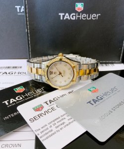 Tag Heuer Gold and Silver Luxury Watch with Diamond Bezel Aquaracer WAF1350 Tag Heuer WAF1350.BB0820 Aquaracer Ladies Quartz Watch main image 3