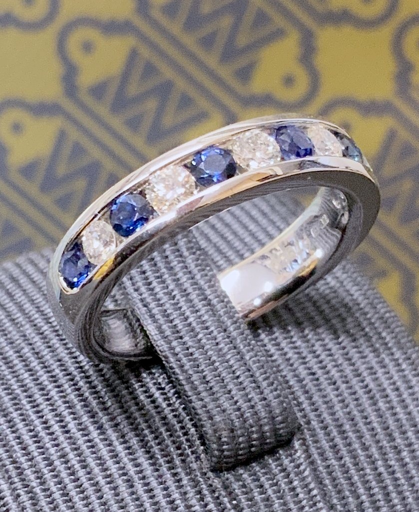 Platinum Sapphire & Diamond Ring