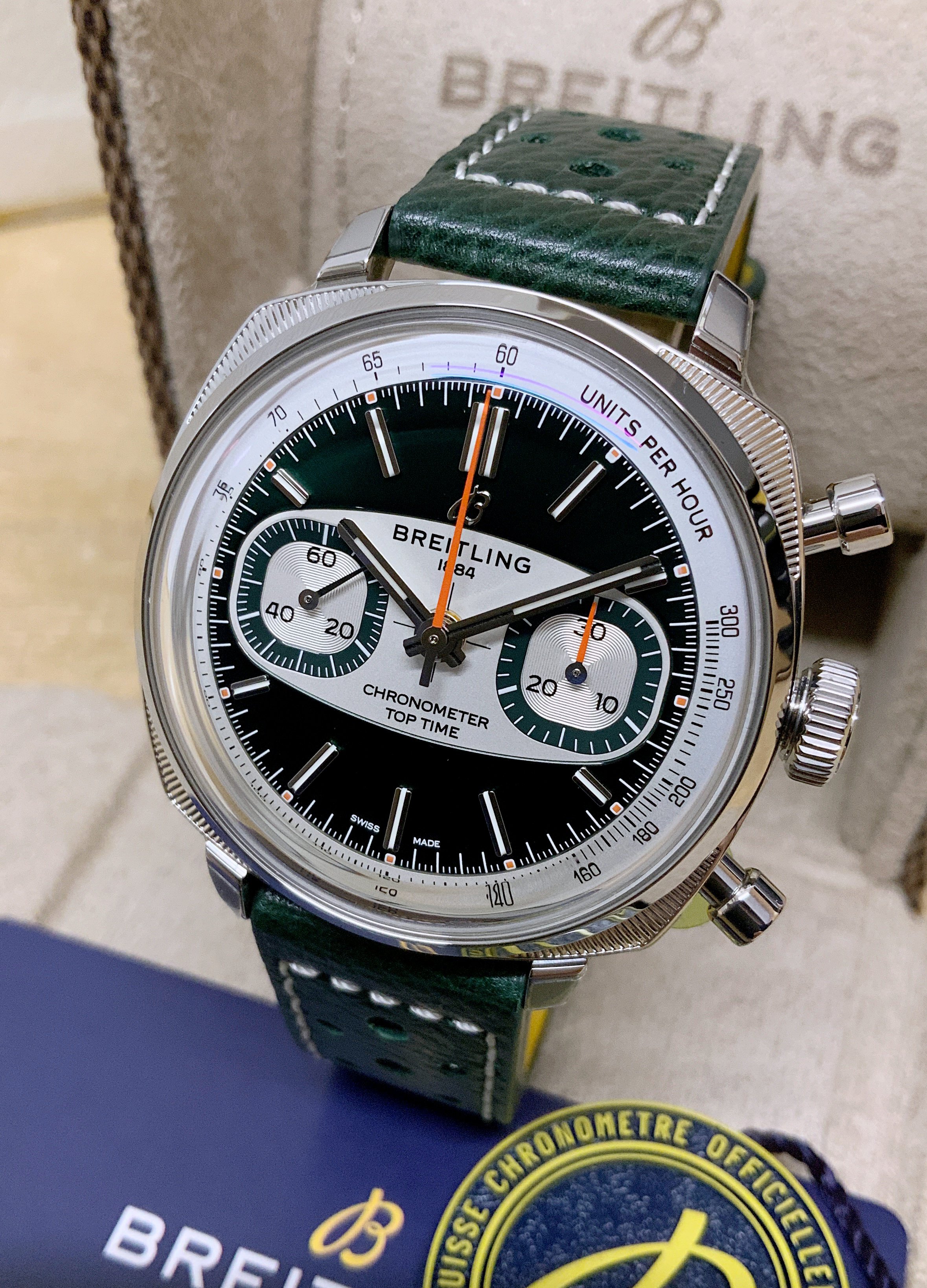 Breitling Top Time B01 Racing AB01771A1L1X1 38mm Green Dial Unworn