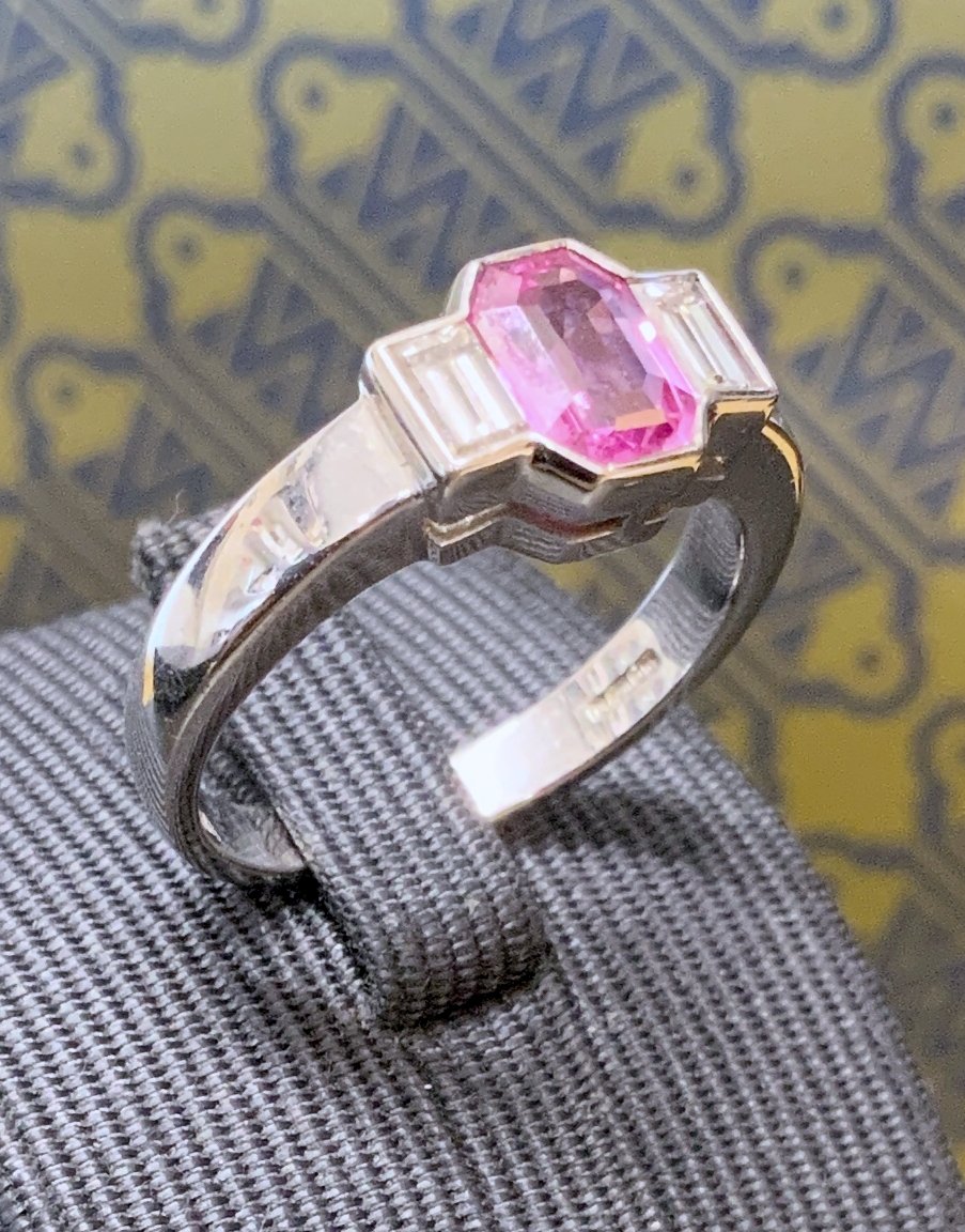 White Gold Pink Sapphire Ring