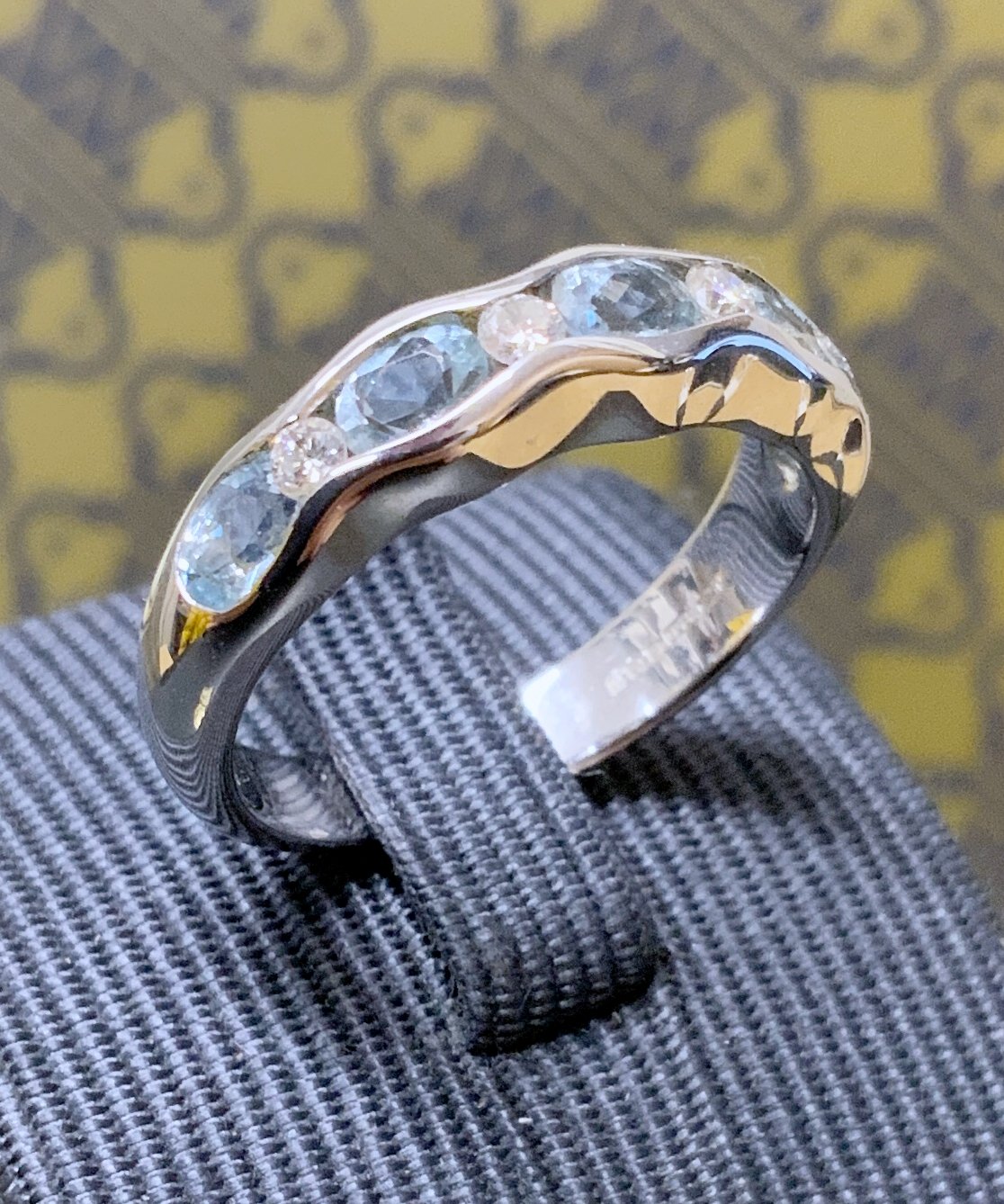 White Gold Aquamarine & Diamond Ring